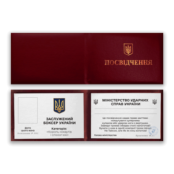 Фото ЗАСЛУЖЕНИЙ БОКСЕР УКРАЇНИ (З фото та імʼям) P0035-C,