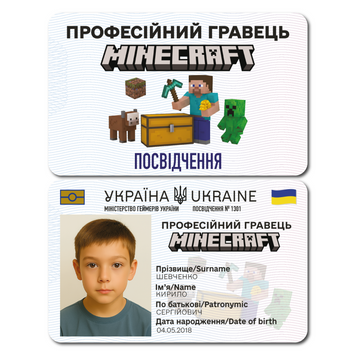 Фото Cувенірне посвідчення гравця Minecraft MNC6600017,